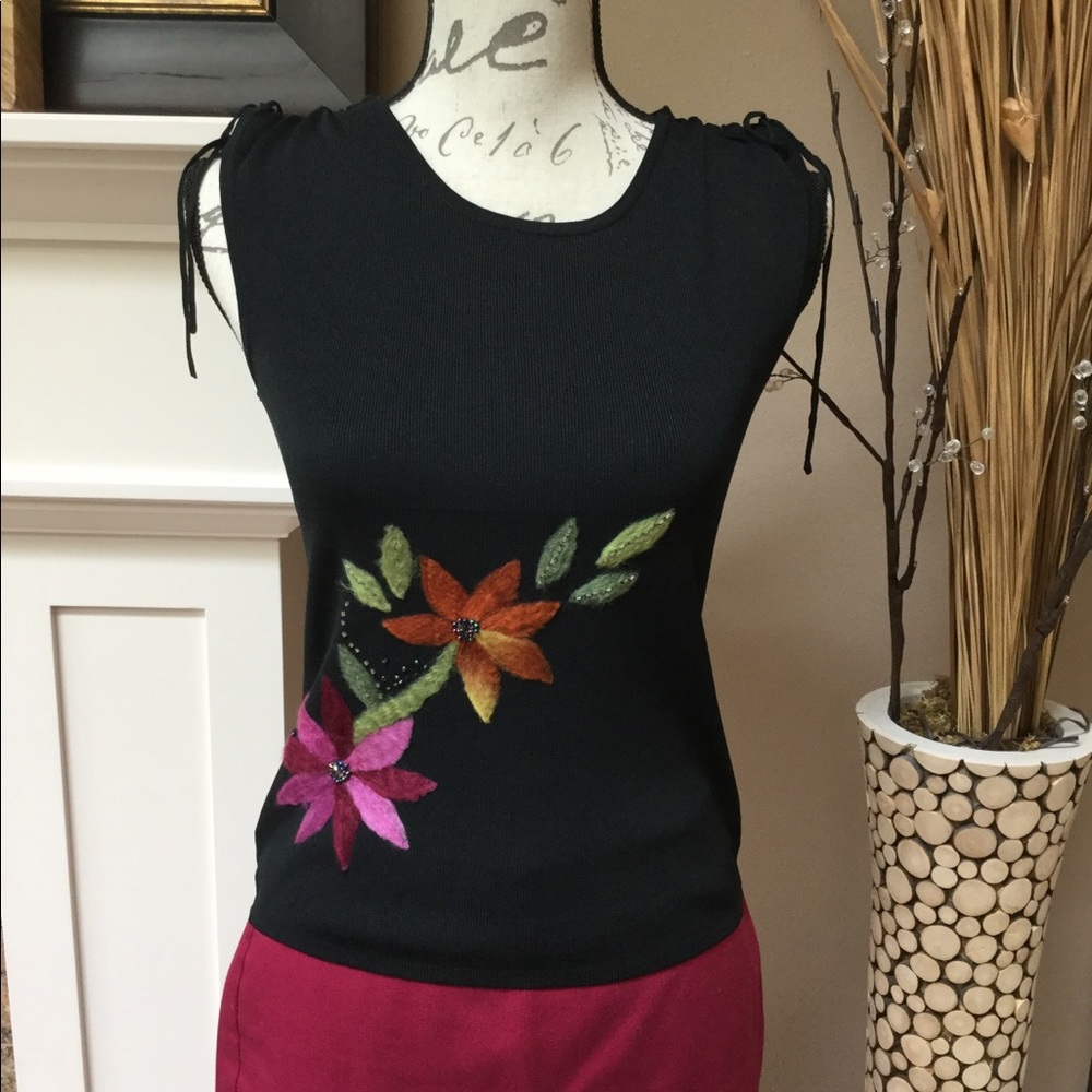 Black embellished top